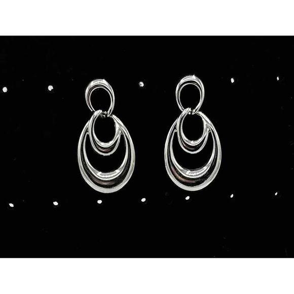 Jewelry - Silver Triple Loop Hoop Earrings Womens